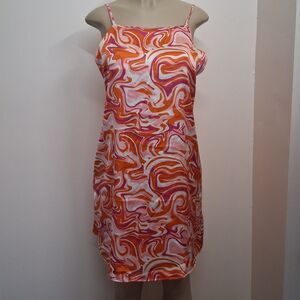 Jolie And Joy Retro 70s Groovy  Slip Dress Large Multicolor Adjustable Straps